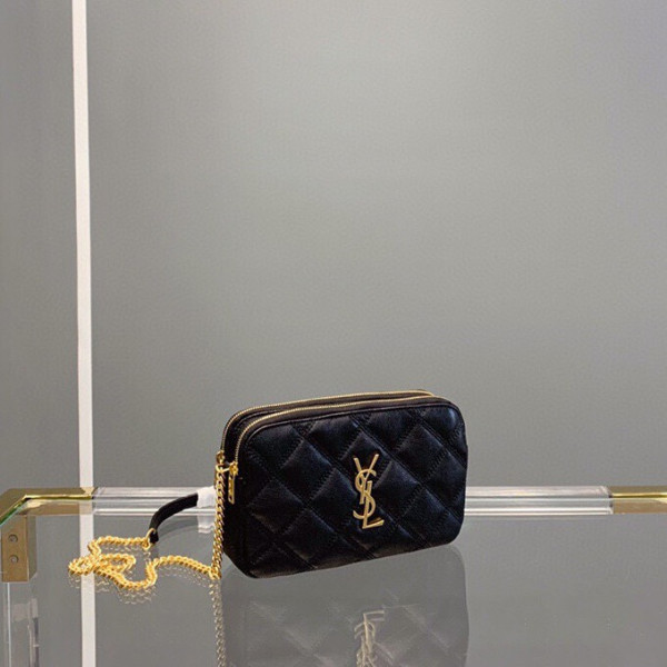 YSL BECKY DOUBLE-ZIP POUCH IN QUILTED LAMBSKIN (image for) YSL BECKY DOUBLE-ZIP POUCH IN QUILTED LAMBSKIN