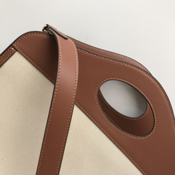 BURBERRY Medium Two-tone Canvas and Leather Pocket Tote (image for) BURBERRY Medium Two-tone Canvas and Leather Pocket Tote