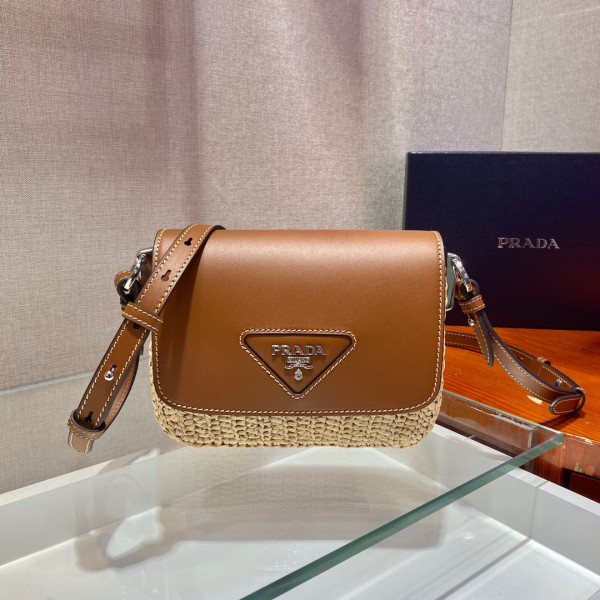 (image for) PRADA Raffia and Leather Shoulder Bag