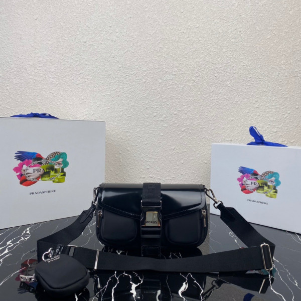 (image for) PRADA Pocket nylon and brushed leather bag