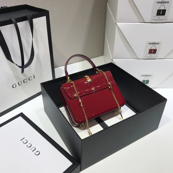 (image for) GUCCI Sylvie 1969 patent leather mini top handle bag