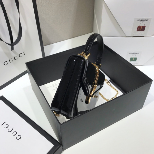 (image for) GUCCI Sylvie 1969 patent leather mini top handle bag