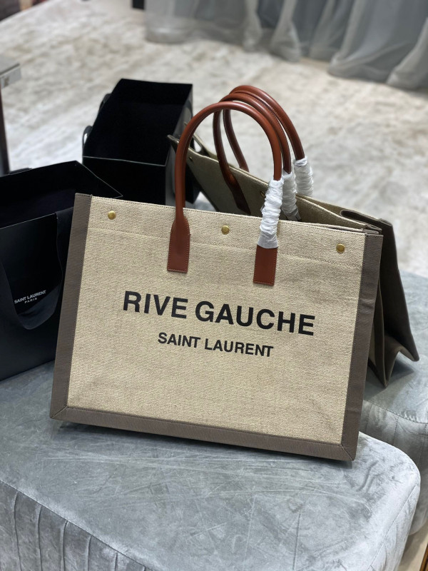 (image for) YSL RIVE GAUCHE TOTE BAG IN LINEN AND LEATHER
