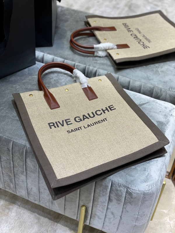 (image for) YSL RIVE GAUCHE N/S SHOPPING BAG IN LINEN AND COTTON