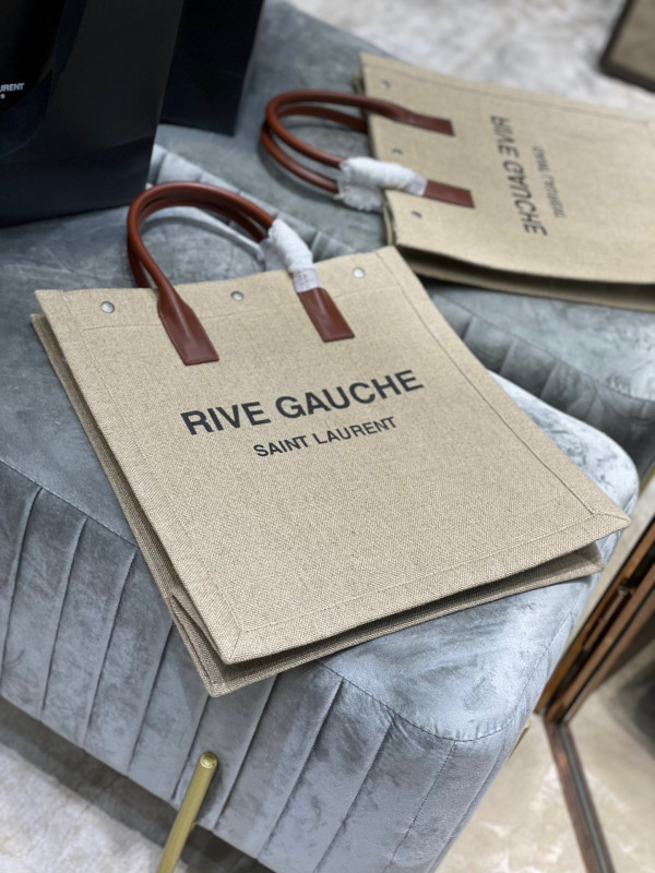 (image for) YSL RIVE GAUCHE N/S SHOPPING BAG IN LINEN AND COTTON