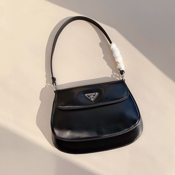 PRADA Cleo brushed leather shoulder bag with flap [1BD311-1] CELINE CHANEL ACCESSORIES LOEWE SHOES LOUIS VUITTON DIRO YSL OTHER BRAND HANDBAGS BALENCIAGA BOTTEGA VENETA GOYARD HERMES BURBERRY VALENTINO GUCCI FENDI MIUMIU CHLOE PRADA BVLGARI SUITCASE NEW ARRIVAL 