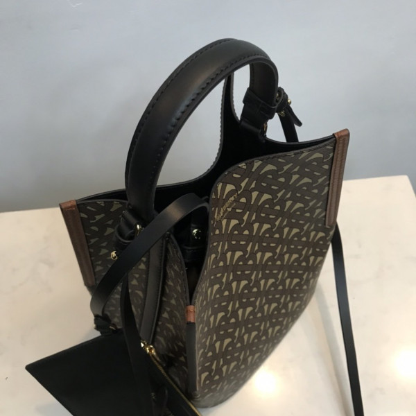 (image for) BURBERRY Small Monogram E-canvas Peggy Bucket Bag