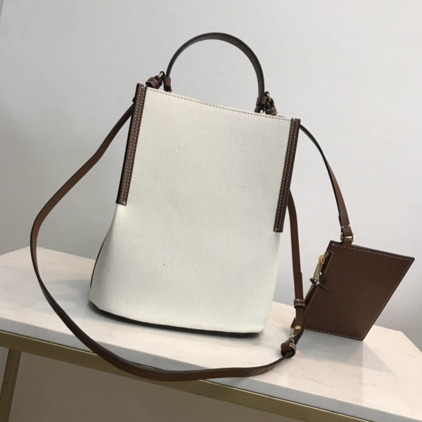 (image for) BURBERRY Small Logo Graphic Cotton Canvas Peggy Bucket Bag
