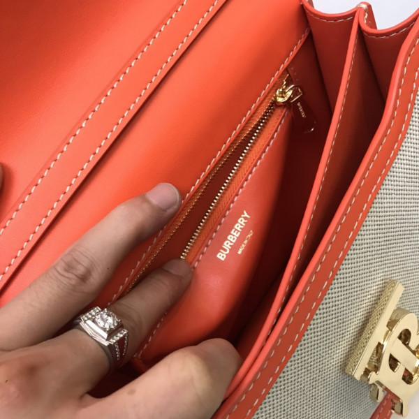 BURBERRY Two-tone Canvas and Leather TB Bag (image for) BURBERRY Two-tone Canvas and Leather TB Bag