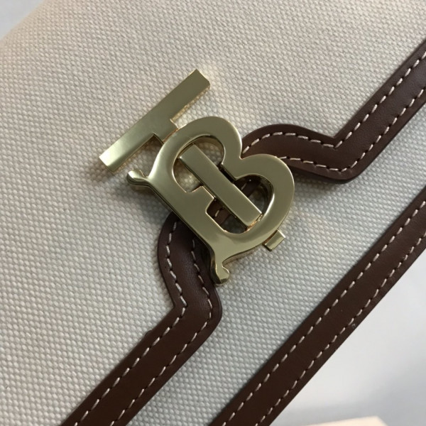 (image for) BURBERRY Two-tone Canvas and Leather TB Bag