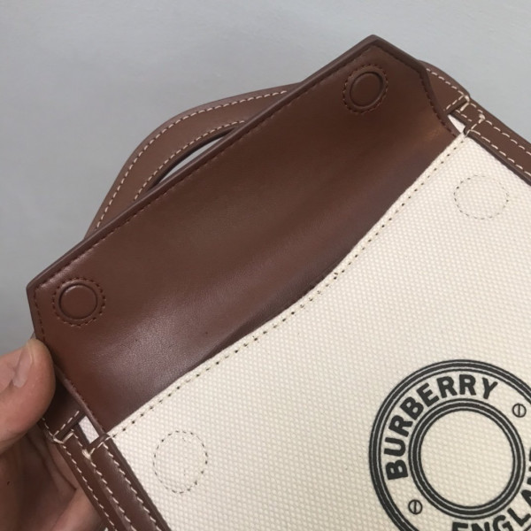 (image for) BURBERRY Mini Two-tone Canvas and Leather Pocket Bag