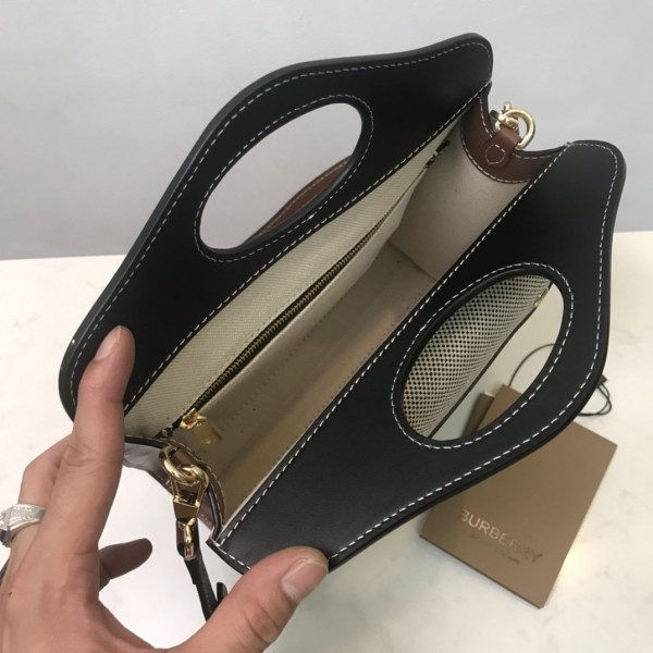 (image for) BURBERRY Mini Two-tone Canvas and Leather Pocket Bag