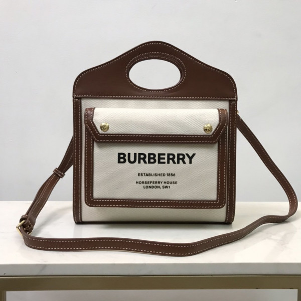 (image for) BURBERRY Mini Two-tone Canvas and Leather Pocket Bag