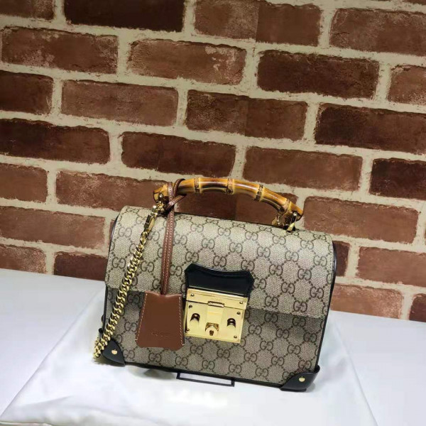 GUCCI Padlock GG small bamboo shoulder bag (image for) GUCCI Padlock GG small bamboo shoulder bag