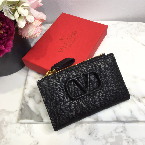 VALENTINO VSLING GRAINY CALFSKIN CARDHOLDER WITH ZIPPER (image for) VALENTINO VSLING GRAINY CALFSKIN CARDHOLDER WITH ZIPPER