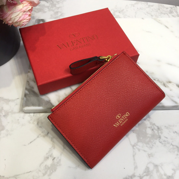 VALENTINO VSLING GRAINY CALFSKIN CARDHOLDER WITH ZIPPER (image for) VALENTINO VSLING GRAINY CALFSKIN CARDHOLDER WITH ZIPPER