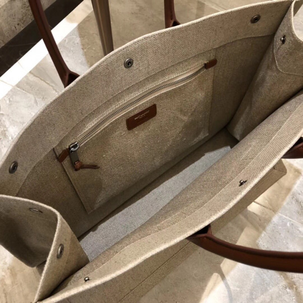 (image for) YSL RIVE GAUCHE TOTE BAG IN PRINTED LINEN AND LEATHER