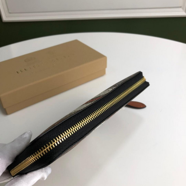 (image for) BURBERRY Monogram Stripe E-canvas and Leather Ziparound Wallet
