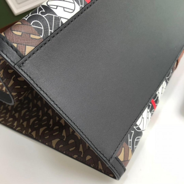 (image for) BURBERRY TMONOGRAM STRIPE PRINT E-CANVAS TOE BAG
