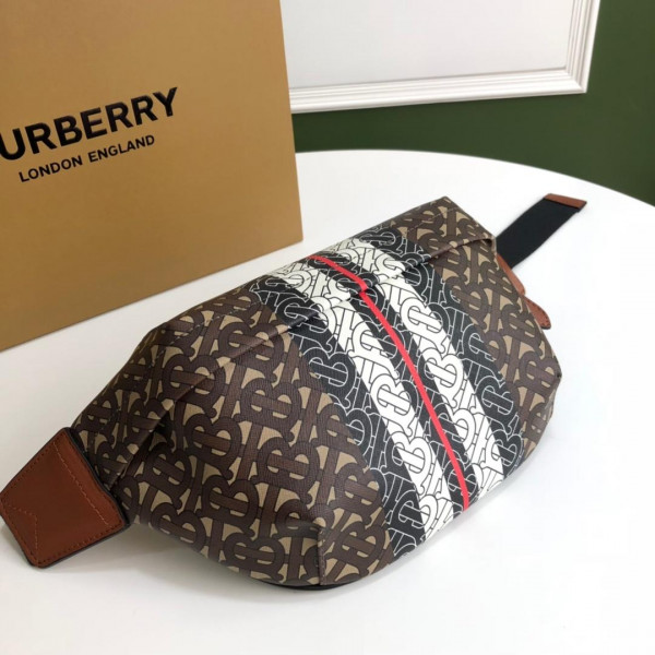 BURBERRY TMONOGRAM STRIPE PRINT E-CANVAS BUM BAG (image for) BURBERRY TMONOGRAM STRIPE PRINT E-CANVAS BUM BAG