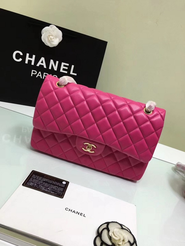 CL 1112 Rose Red large Size 30 Lambskin Leather Flap Bag With Gold/Silver Hardware (image for) CL 1112 Rose Red large Size 30 Lambskin Leather Flap Bag With Gold/Silver Hardware